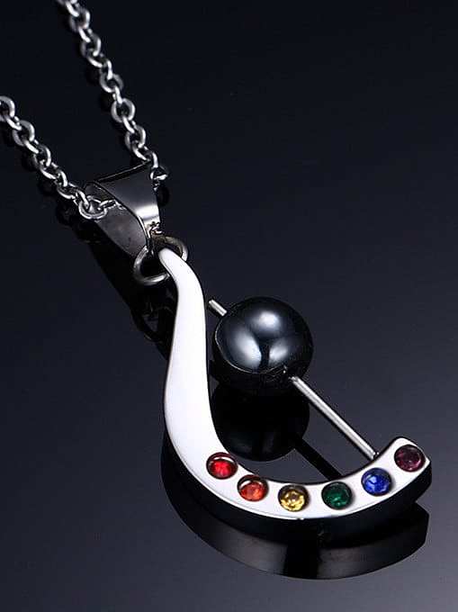 Colorful Harp Shaped Stainless Steel Rhinestone Pendant