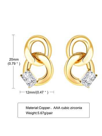 Brass Cubic Zirconia Geometric Minimalist Drop Earring