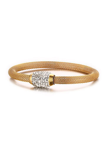 Exquisite Gold Plated Net Shaped Rhinestone Bangle