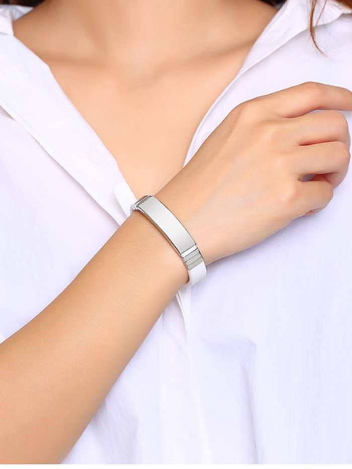 Stainless Steel With White Gold Plated Simplistic Geometric Bracelets