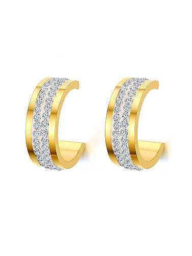 Exquisite Gold Plated Geometric Shaped Rhinestone Clip Earrings