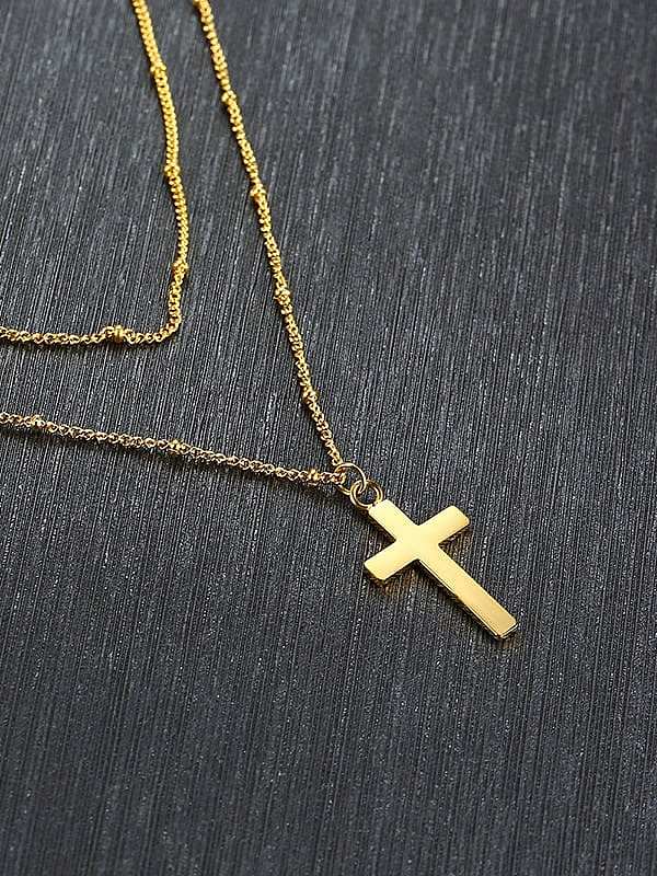 Stainless Steel With Gold Plated Simplistic Cross Multi Strand Necklaces