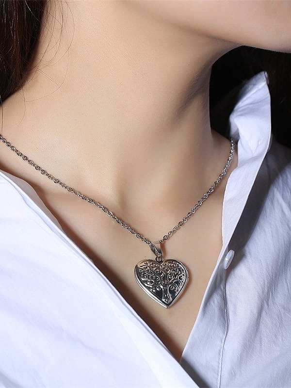 Stainless Steel With Platinum Plated Simplistic Heart Necklaces