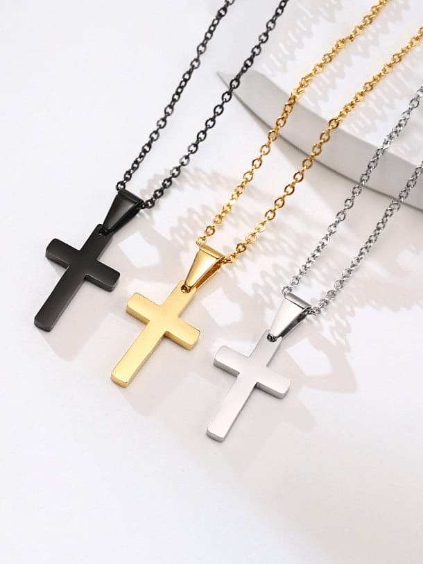 Minimalistische Halskette mit glattem Kreuz aus Titanstahl
