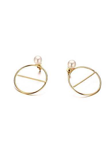Temperament Gold Plated Artificial Pearl Stud Earrings