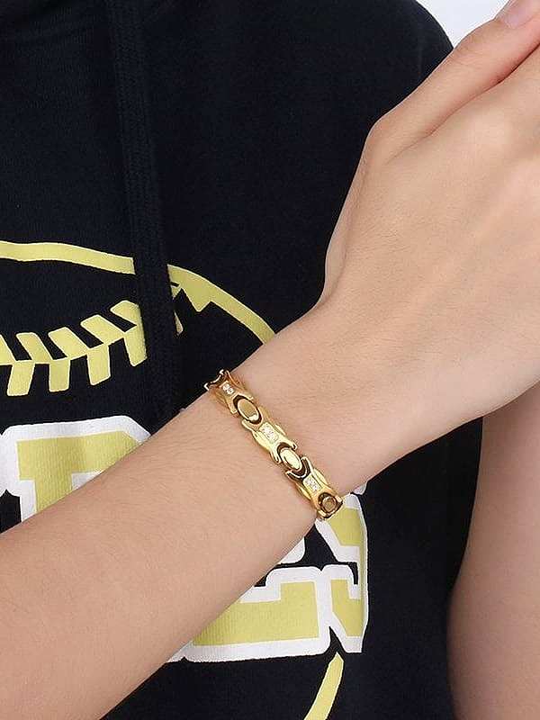 Trendy Gold Plated Geometric Shaped AAA Zircon Bracelet