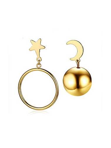 Boucles d'oreilles pendantes asymétriques en forme de lune plaquées or exquises