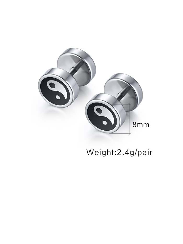 Titanium Steel Enamel Round Minimalist Stud Earring