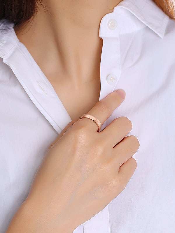 Stainless Steel With Rose Gold Plated Simplistic Round Band Rings