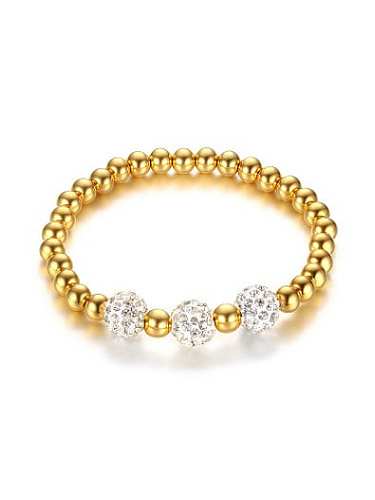 Exquisite Gold Plated Titanium Beads Rhinestone Bracelet