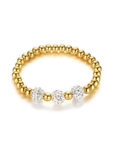 Exquisite Gold Plated Titanium Beads Rhinestone Bracelet