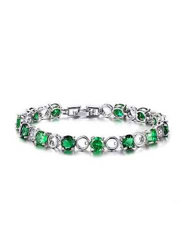 Bracelet Zircon AAA de forme ronde verte à la mode