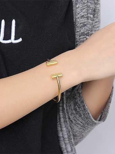 Fashionable Gold Plated Open Design Titanium Bangle