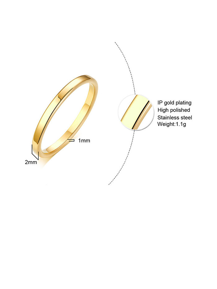 Stainless Steel With Smooth Simplistic Round Band Rings