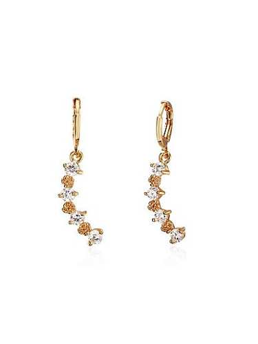 All-match Geometric Shaped Gold Plated Zircon Copper Drop Earrings