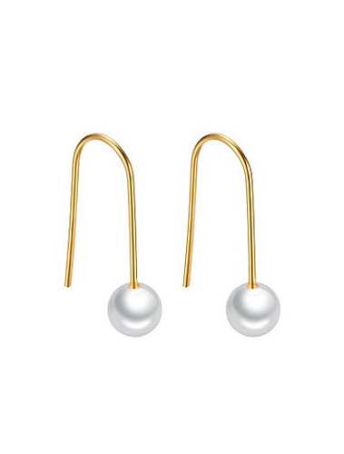 Temperament Gold Plated Artificial Pearl Drop Earrings