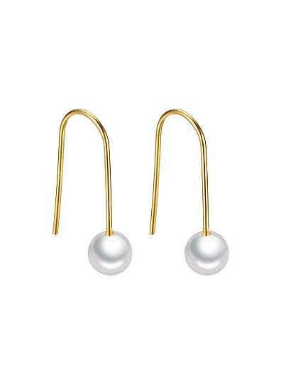 Temperament Gold Plated Artificial Pearl Drop Earrings