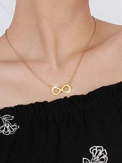 All-match Gold Plated Number Eight Shaped Titanium Necklace