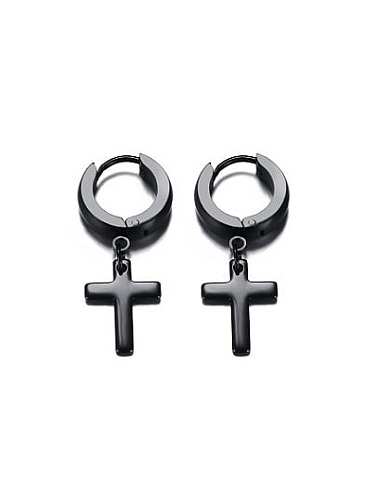 Boucles d'oreilles pendantes en forme de croix plaquées noir délicat