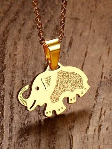Lindo pingente de titânio banhado a ouro em forma de elefante