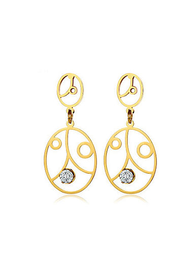 Personality Mask Shaped Gold Plated Zircon Drop Earrings