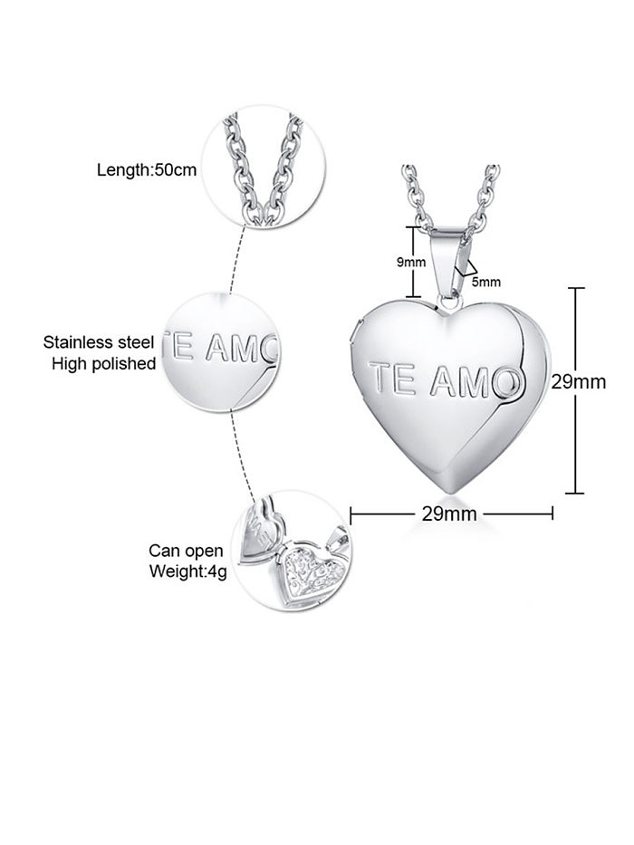 Stainless Steel With Platinum Plated Simplistic Heart Necklaces