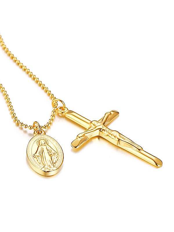 Stainless Steel With Gold Plated Vintage Cross Necklaces