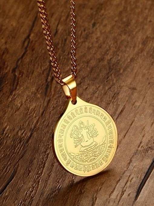 Unisex All-match Gold Plated Round Shaped Titanium Pendant