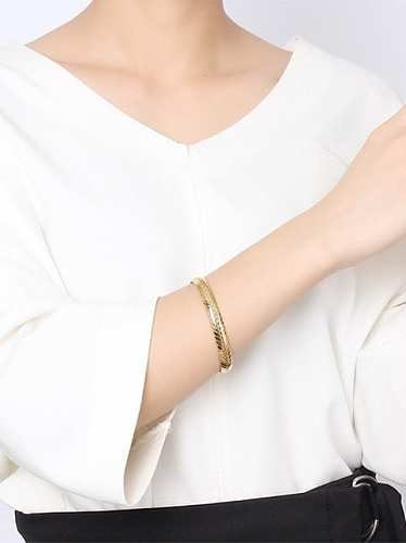Exquisite Open Design Wheat Shaped Titanium Bangle