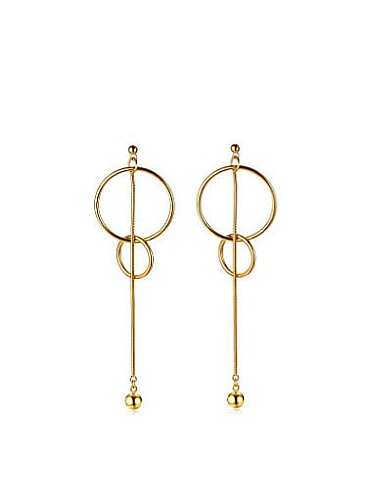 Boucles d'Oreilles Temperament Double Rondes en Titane Plaqué Or