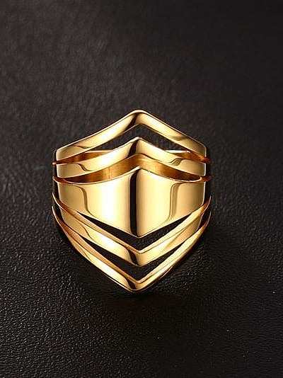 Women Trendy Gold Plated Geometric Shaped Titanium Ring
