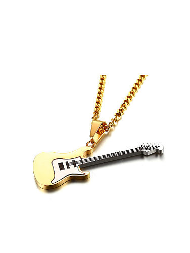 Exquisite Gold Plated High Polished Titanium Guitar Pendant