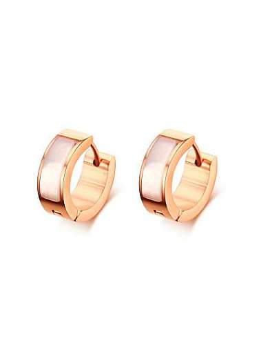 Fashionable Rose Gold Plated Shell Titanium Clip Earrings