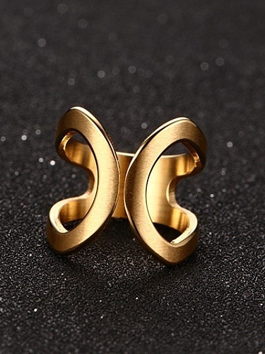 Exquisite Gold Plated Butterfly Shaped Titanium Rin