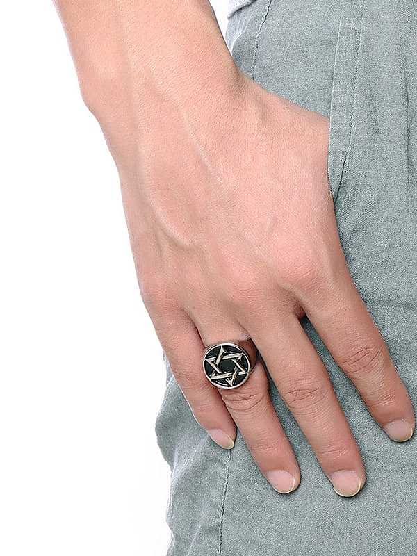Titanium Steel Vintage Five-pointed star Band Ring