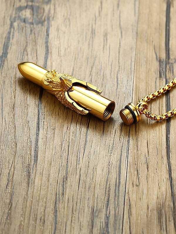 Collier pendentif Bullet Vintage en acier inoxydable