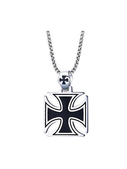 Personality Black Cross Shaped Glue Titanium Pendant