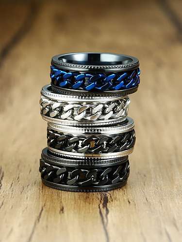 Titanium Steel Geometric Hip Hop Band Ring