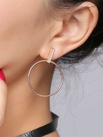 Fashion Rose Gold Plated Titanium Drop Earrings