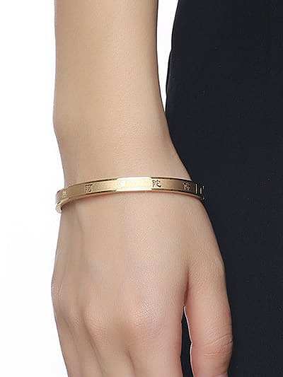 Exquisite Gold Plated Frosted Stainless Steel Bangle