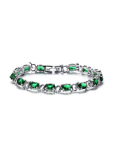 Exquisite Green Oval Shaped AAA Zircon High Polished Bracelet