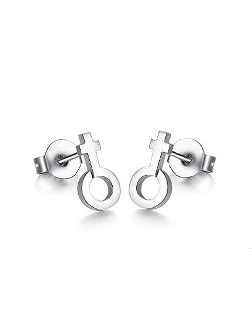 Personality High Polished Geometric Stainless Steel Stud Earrings