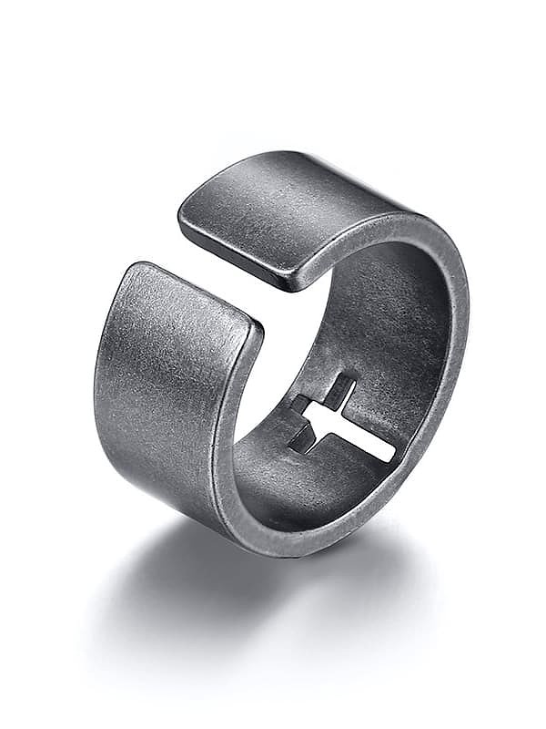 Stainless Steel With Simple Hollow Cross Free Size Rings