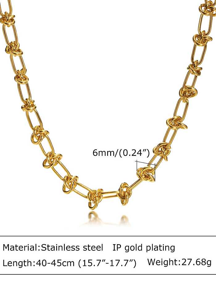 Stainless steel Geometric Vintage Hollow Chain Necklace