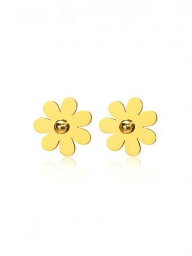 Boucle d'oreille tige minimaliste fleur en acier inoxydable