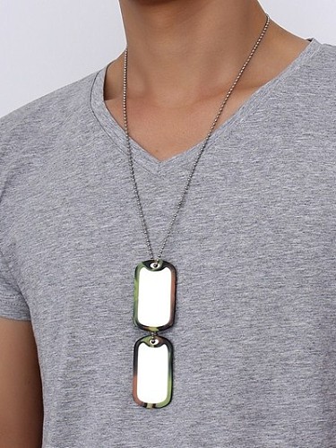 Men Personality Tag Shaped Titanium Silicon Necklace