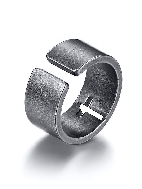 Stainless steel Geometric Hollow Cross Minimalist Band Ring