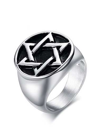 Titanium Steel Vintage Five-pointed star Band Ring