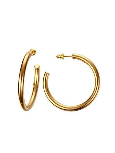 Temperament Gold Plated Round Shaped Titanium Clip Earrings