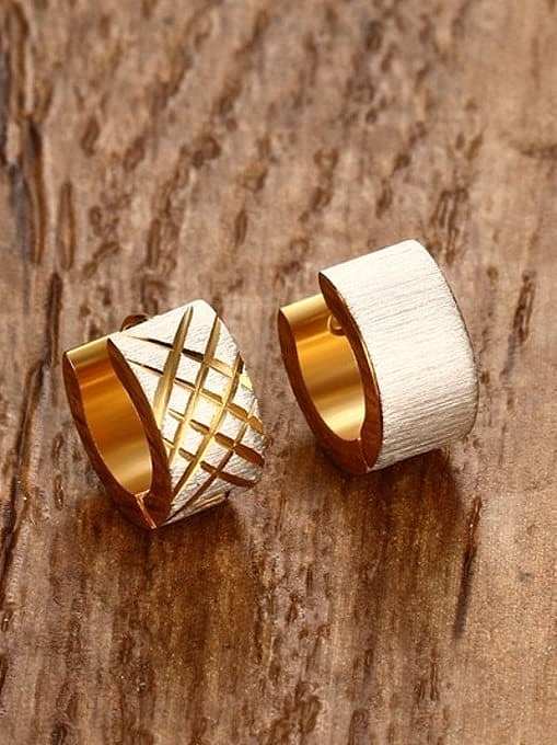 All-mach Gold Plated Geometric Shaped Titanium Clip Earrings